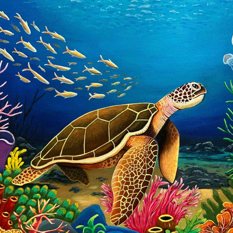 Peaceful Sealife - Acrylic Painting - Artezaar.com Online Art Gallery