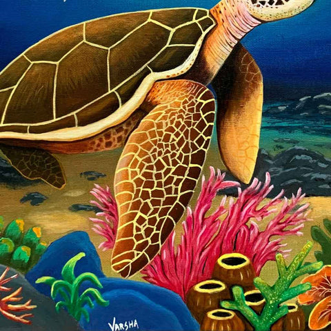 Peaceful Sealife - Acrylic Painting - Artezaar.com Online Art Gallery