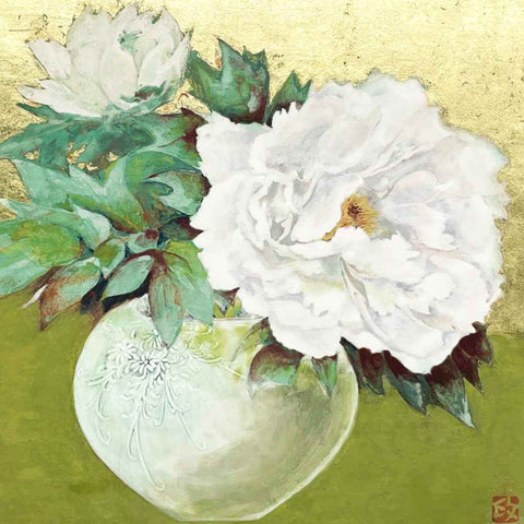 Peony (Japanese Painting) Mixed Media Painting Buy Now on Artezaar.com Online Art Gallery Dubai UAE