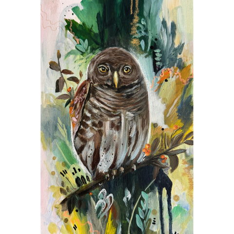 Pernambuco Pygmy Owl - Mixed Media - Artezaar.com Online Art Gallery
