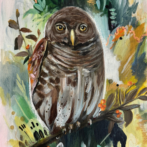 Pernambuco Pygmy Owl - Mixed Media - Artezaar.com Online Art Gallery