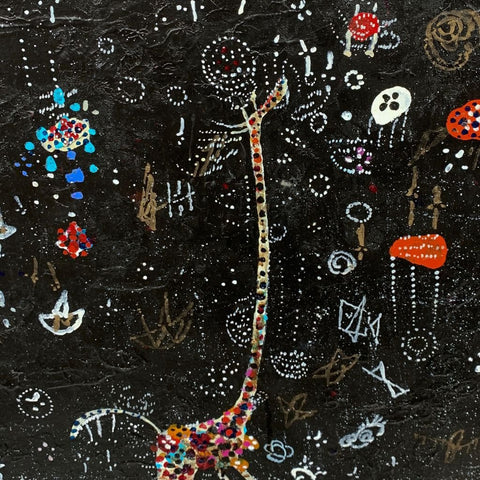 Child Giraffe - Night Cruising - Acrylic Painting - Artezaar.com Online Art Gallery