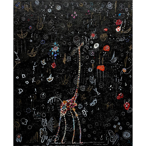 Child Giraffe - Night Cruising - Acrylic Painting - Artezaar.com Online Art Gallery