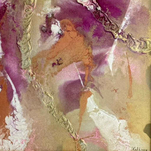 Pink Golden Motion - Acrylic Painting - Artezaar.com Online Art Gallery