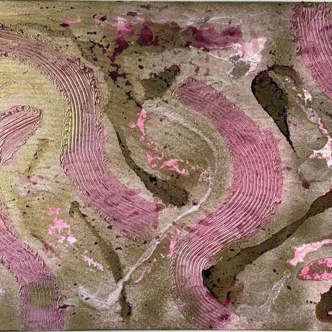 Pink Golden Motion III Abstract Acrylic Painting Buy Now on Artezaar.com Online Art Gallery Dubai UAE