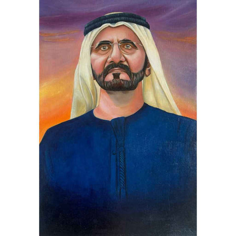 Portrait of Sheikh Mohammed bin Rashid Al Maktoum: Vision Beyond Boundaries Fine Oil Painting Buy Now on Artezaar.com Online Art Gallery Dubai UAE 