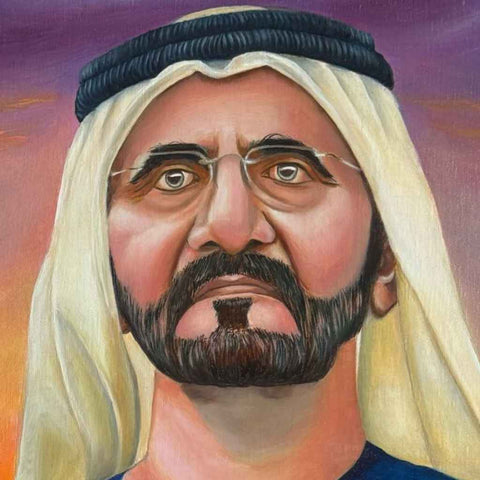 Portrait of Sheikh Mohammed bin Rashid Al Maktoum: Vision Beyond Boundaries Fine Oil Painting Buy Now on Artezaar.com Online Art Gallery Dubai UAE 