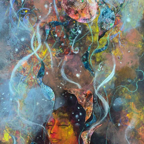 Prayer Abstract Mixed Media Painting Buy Now on Artezaar.com Online Art Gallery Dubai UAE