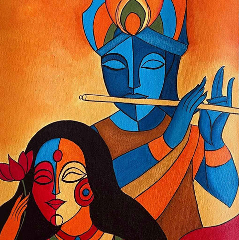 Radha Krishna Acrylic Painting Buy Now on Artezaar.com Online Art Gallery Dubai UAE
