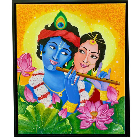 Radha Krishna - The Eternal Love Acrylic Painting Buy Now on Artezaar.com Online Art Gallery Dubai UAE