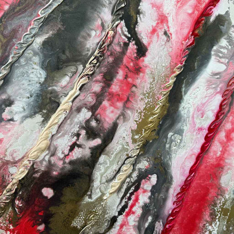 Red Golden Motion - Acrylic Painting - Artezaar.com Online Art Gallery