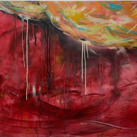 Red Play Abstract Acrylic Painting Buy Now on Artezaar.com Online Art Gallery Dubai UAE