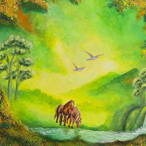 Reflections of Serenity Mixed Media Painting Buy Now on Artezaar.com Online Art Gallery Dubai UAE