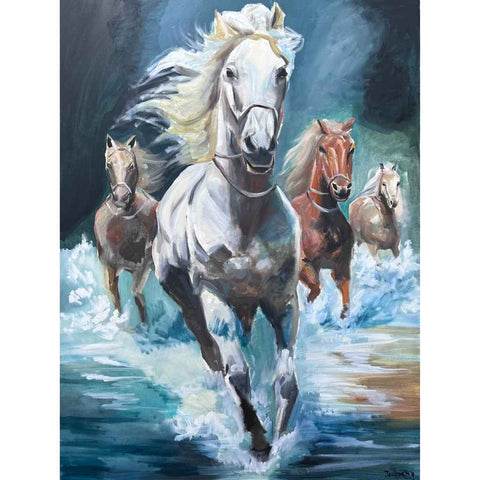 Running horses Fine Oil painting Buy Now on Artezaar.com Online Art Gallery Dubai UAE