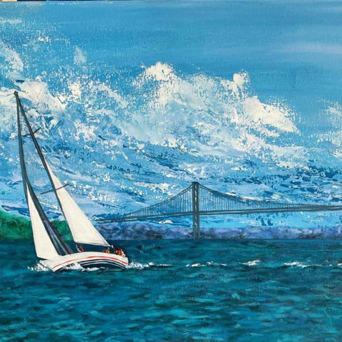 Sailing The Bay Abstract Acrylic Painting Buy Now on Artezaar.com Online Art Gallery Dubai UAE