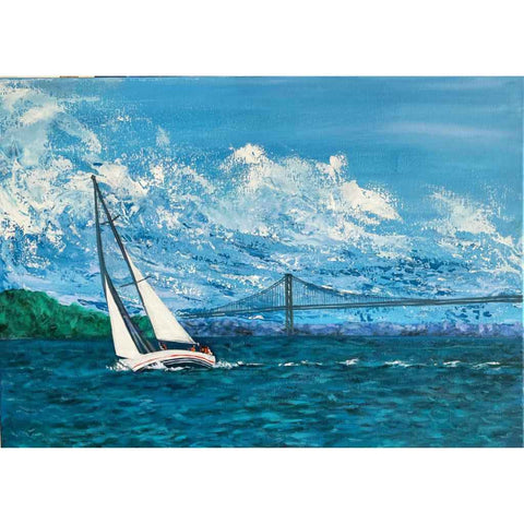 Sailing The Bay Abstract Acrylic Painting Buy Now on Artezaar.com Online Art Gallery Dubai UAE