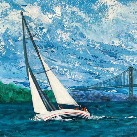 Sailing The Bay Abstract Acrylic Painting Buy Now on Artezaar.com Online Art Gallery Dubai UAE