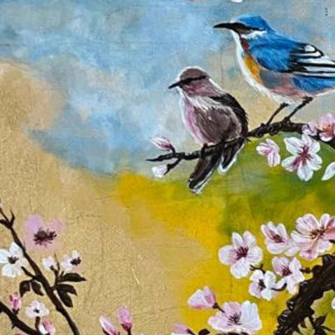 Sakura Blooms (Set of 6) - Acrylic Painting - Artezaar.com Online Art Gallery