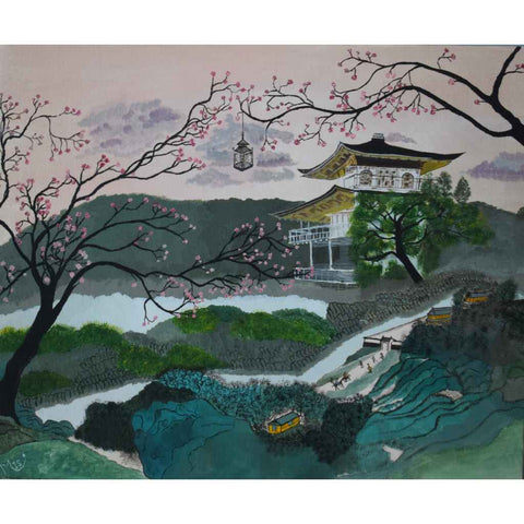 Sakura Scrolls II Acrylic Painting Buy Now on Artezaar.com Online Art Gallery Dubai UAE