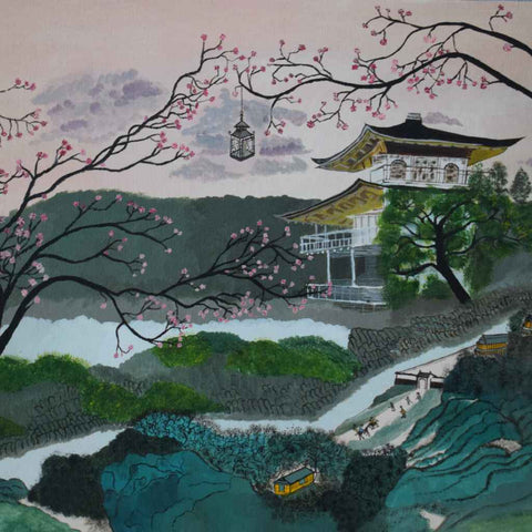 Sakura Scrolls II Acrylic Painting Buy Now on Artezaar.com Online Art Gallery Dubai UAE
