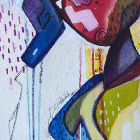 Savant's Gaze Mixed Media Painting Buy Now on Artezaar.com Online Art Gallery Dubai UAE