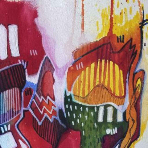 Savant's Gaze Mixed Media Painting Buy Now on Artezaar.com Online Art Gallery Dubai UAE