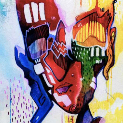 Savant's Gaze Mixed Media Painting Buy Now on Artezaar.com Online Art Gallery Dubai UAE