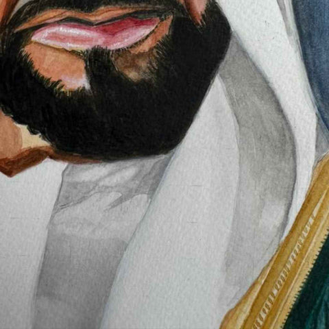 Sheikh Zayed bin Sultan Al Nahyan Fine Watercolor Painting Buy Now on Artezaar.com Online Art Gallery Dubai UAE