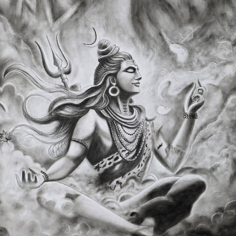 Shiva - Cosmic Stillness Sketch and Drawing Painting Buy Now on Artezaar.com Online Art Gallery Dubai UAE
