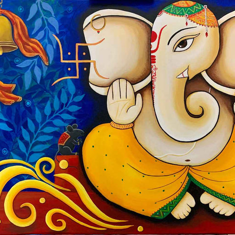 Shurpkarna - The Divine Ganesha Fine Acrylic painting Buy Now on Artezaar.com Online Art Gallery Dubai UAE