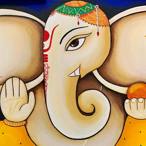 Shurpkarna - The Divine Ganesha Fine Acrylic painting Buy Now on Artezaar.com Online Art Gallery Dubai UAE