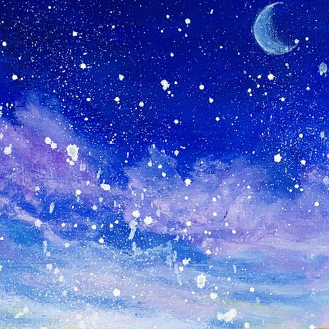 Singing to the Moon over the Sunset Sea - Acrylic Painting - Artezaar.com Online Art Gallery