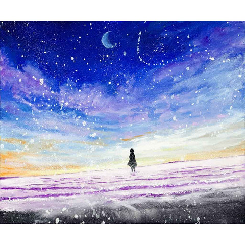 Singing to the Moon over the Sunset Sea - Acrylic Painting - Artezaar.com Online Art Gallery