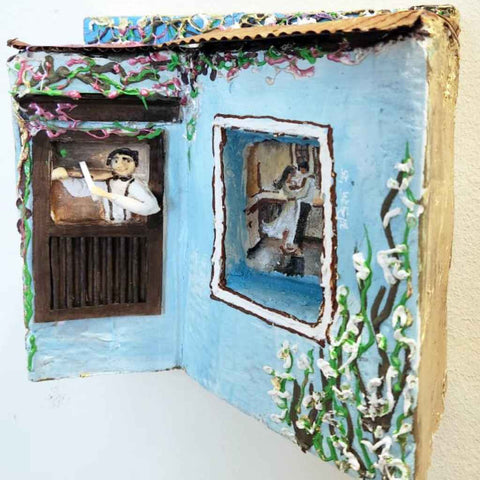 The Cozy Cafe Mixed Media Artwork Buy Now on Artezaar.com Online Art Gallery Dubai UAE