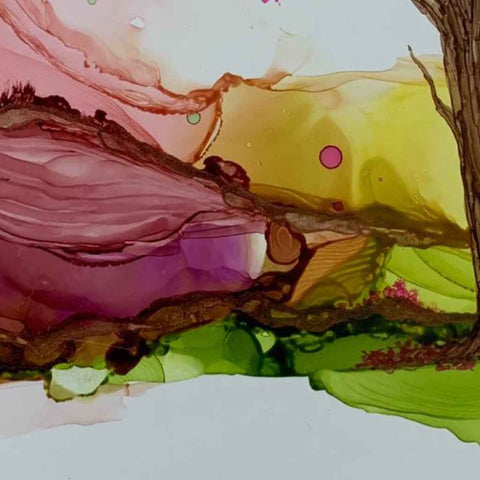 Spring Pinks Abstract Mixed Media Painting Buy Now on Artezaar.com Online Art Gallery Dubai UAE