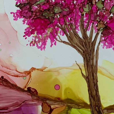 Spring Pinks Abstract Mixed Media Painting Buy Now on Artezaar.com Online Art Gallery Dubai UAE