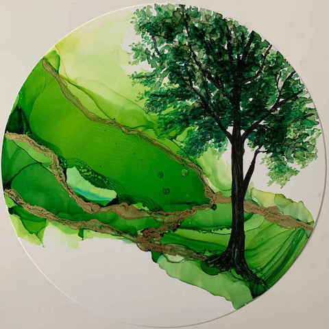 Summer Greens Abstract Mixed Media Painting Buy Now on Artezaar.com Online Art Gallery Dubai UAE