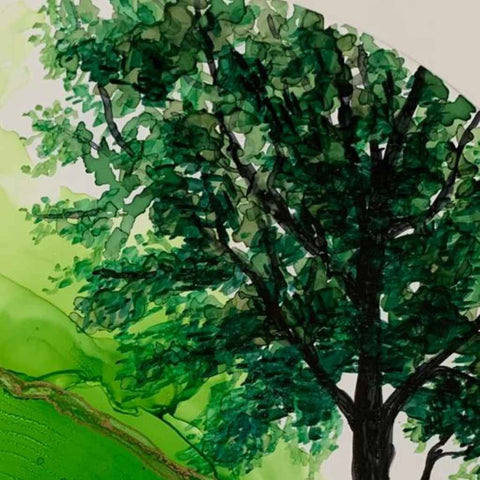 Summer Greens Abstract Mixed Media Painting Buy Now on Artezaar.com Online Art Gallery Dubai UAE