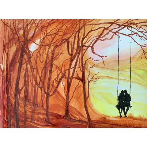 Sunset Love Abstract Mixed media Painting Buy Now on Artezaar.com Online Art Gallery Dubai UAE