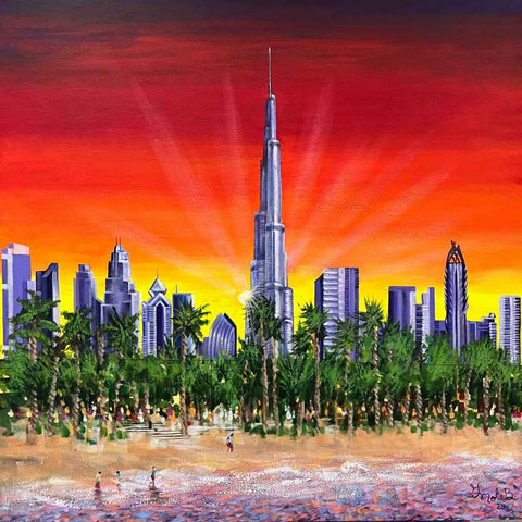 Sunset by the Burj Khalifa Buy Now on Artezaar.com Online Art Gallery Dubai UAE