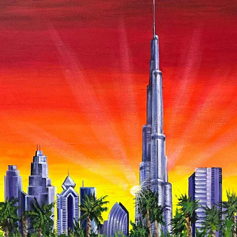 Sunset by the Burj Khalifa Buy Now on Artezaar.com Online Art Gallery Dubai UAE