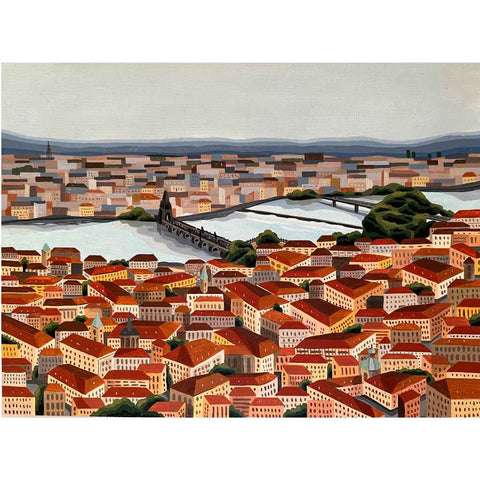 The Old City of Prague Abstract Acrylic Painting Buy Now on Artezaar.com Online Art Gallery Dubai UAE