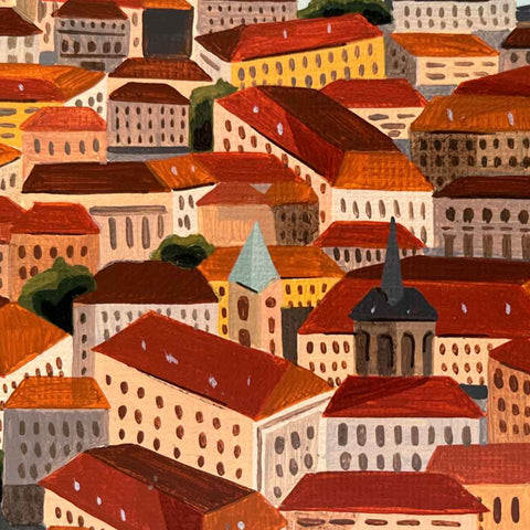The Old City of Prague Abstract Acrylic Painting Buy Now on Artezaar.com Online Art Gallery Dubai UAE