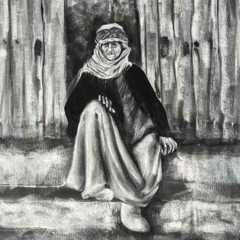 The Desert's Witness - Evoking Bedouin Resilience and Desert Life Sketch & Drawings Buy Now on Artezaar.com Online Art Gallery Dubai UAE