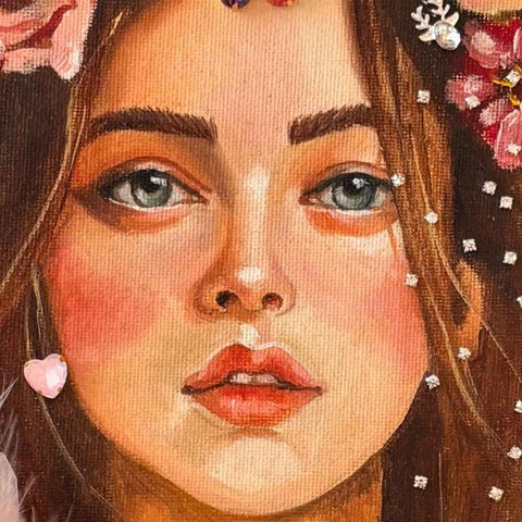 The Feathered Girl Mixed Media Painting Buy Now on Artezaar.com Online Art Gallery Dubai UAE