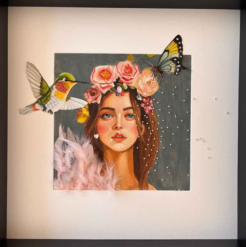 The Feathered Girl Mixed Media Painting Buy Now on Artezaar.com Online Art Gallery Dubai UAE
