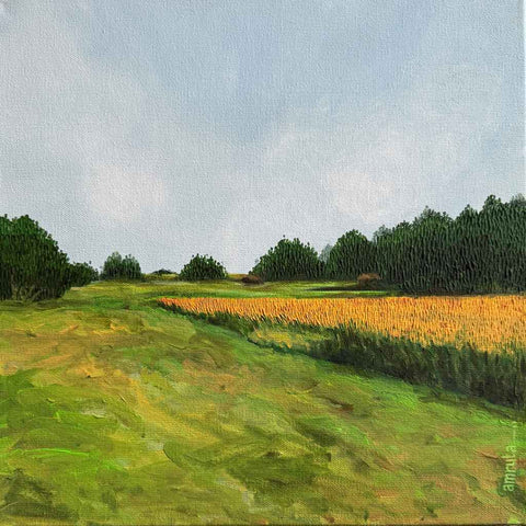 The Golden Field Fine Acrylic Painting Buy Now on Artezaar.com Online Art Gallery Dubai UAE