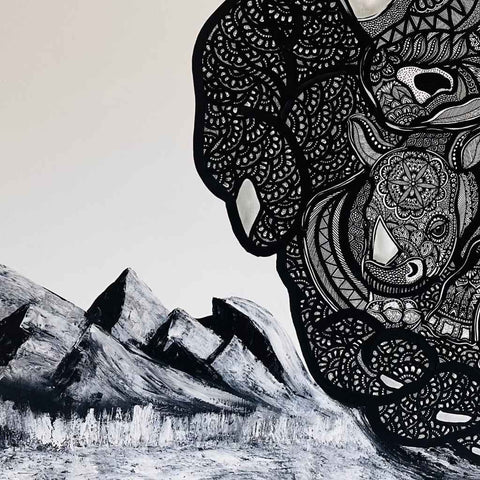 The Last Horn Mixed Media Painting Buy Now on Artezaar.com Online Art Gallery Dubai UAE