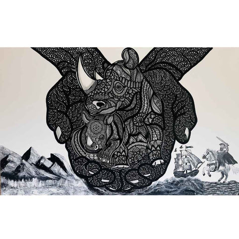 The Last Horn Mixed Media Painting Buy Now on Artezaar.com Online Art Gallery Dubai UAE