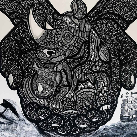 The Last Horn Mixed Media Painting Buy Now on Artezaar.com Online Art Gallery Dubai UAE 